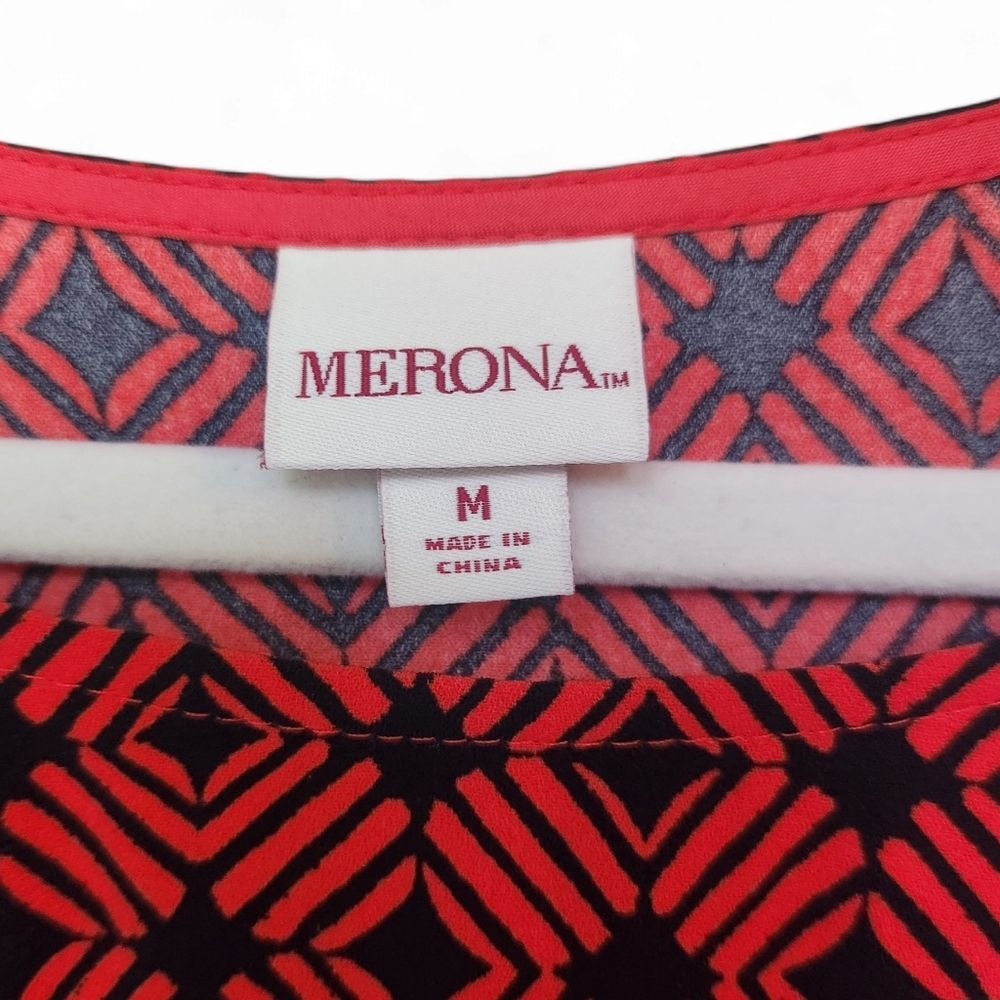 Merona geometric midi dress Workwear cocktail dress comfortable breathable M - Picture 2 of 6